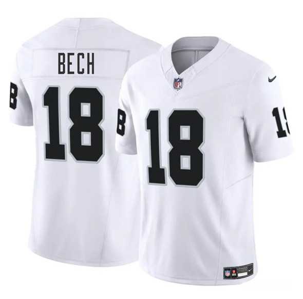 Men & Women & Youth Las Vegas Raiders #18 Jack Bech White 2025 Draft F.U.S.E. Vapor Untouchable Stitched Jersey->las vegas raiders->NFL Jersey